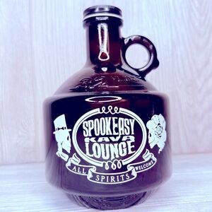 Speak easy kava lounge glass decanter bottle skeletons spooky decoration w/ top